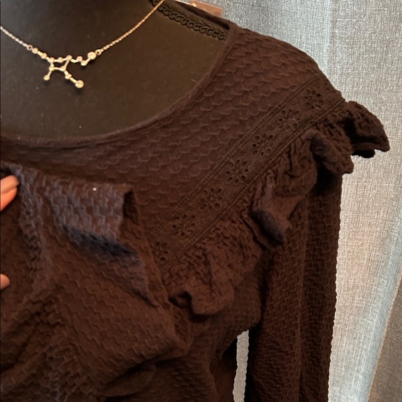 J. Crew Black Textured Ruffle Blouse - Picture 4 of 4